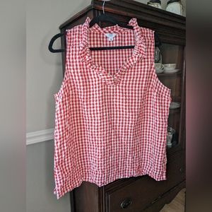 Crown and Ivy red and white gingham sleeveless top size XL